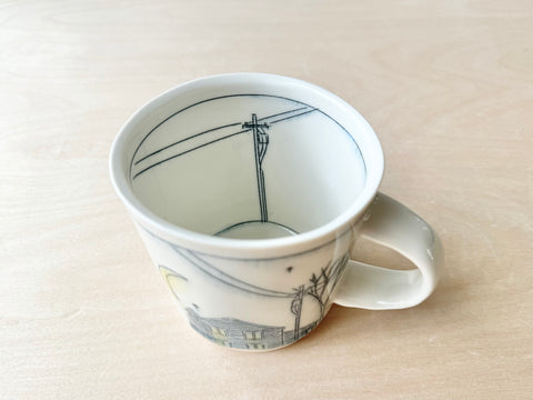 Rooftops & Powerlines Mug at Night w/Pine - 16oz