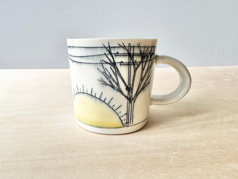 Trees & Powerlines w/Sun & Birds Mug (10 oz)