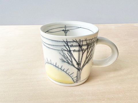 Trees & Powerlines w/Sun & Birds Mug (10 oz)