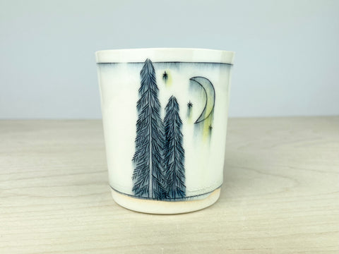 Lonely pines at night, family of pines at day sipper (8 oz)