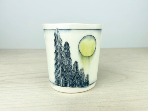 Lonely pines at night, family of pines at day sipper (8 oz)